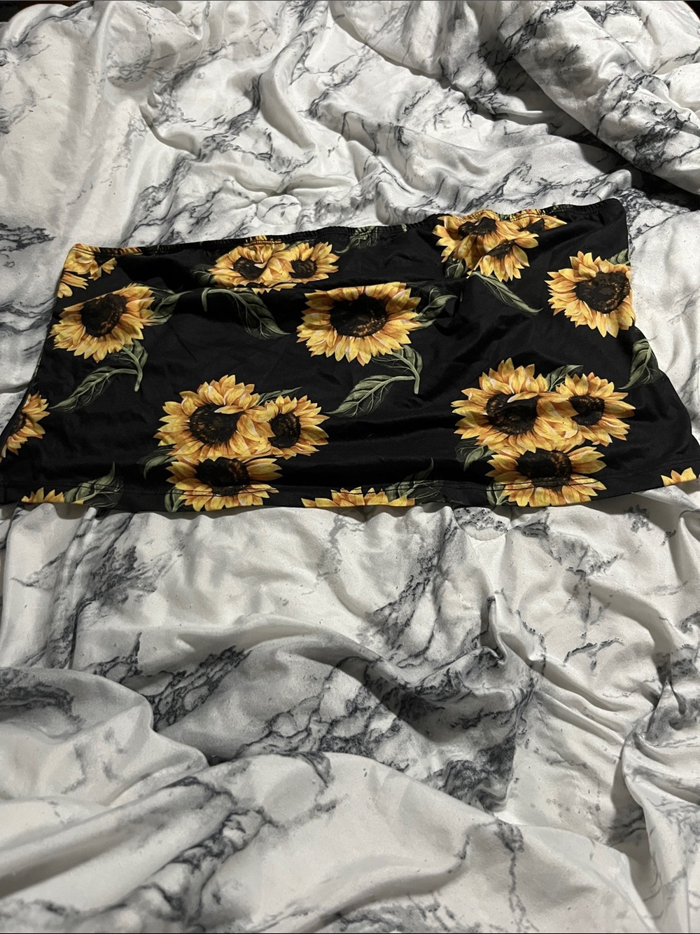 SHEIN Black Sunflower Print Tube Top